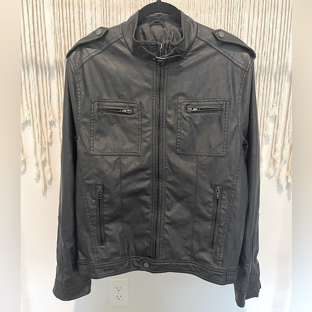 INC International Concepts Faux Leather Jacket Size M UNISEX - Picture 1 of 11